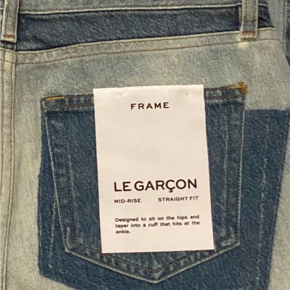Frame Le Garçon Mid Rise Straight Fit Distressed Unmatched Jeans in size 26 NWT - Picture 11 of 16